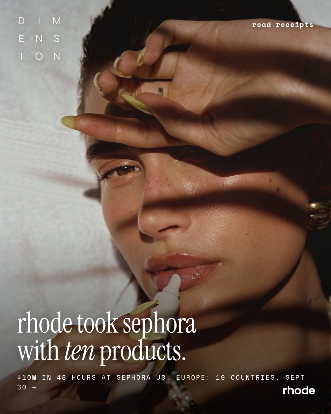 read receipts 005 - rhode x sephora cover: rhode took sephora with ten products